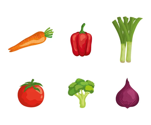 Set of fresh vegetables healthy nutrition — Stock Vector