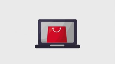 online alışveriş çantası animasyon dizüstü kontrol işareti