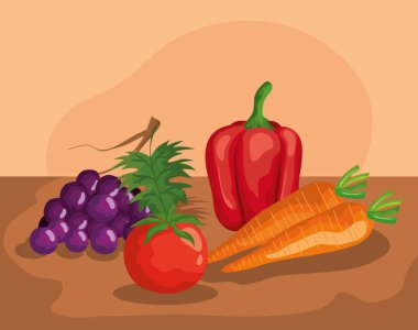 taze sebze ile lezzetli üzüm meyve