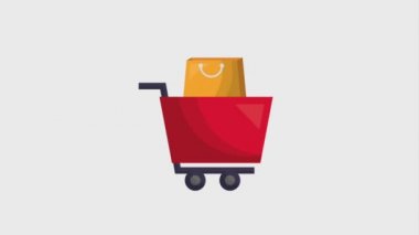 online alışveriş sepeti ve çanta animasyon