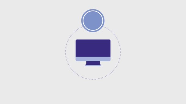 Monitor computador redondo emblemas modelo em branco — Vídeo de Stock