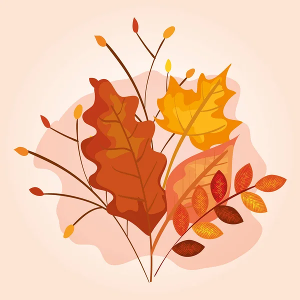 Autumn season with nature leaves and plants — Stock Vector