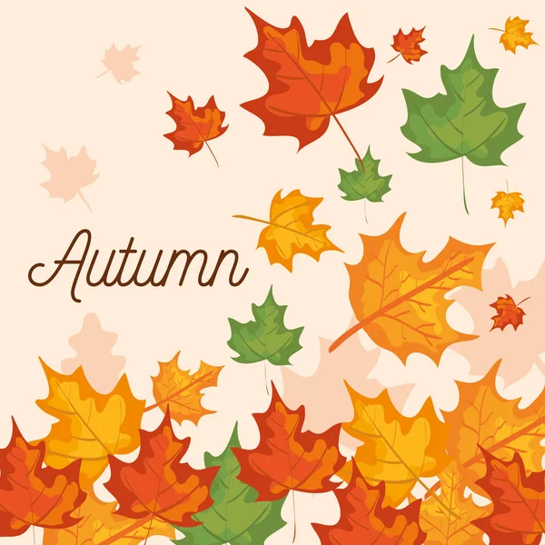 秋天的季节与叶子和树枝植物 — 图库矢量图片