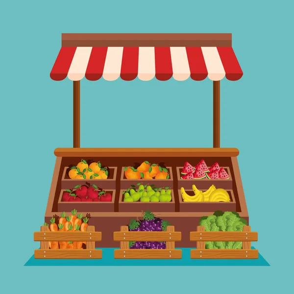 新鮮な果物や野菜の自然の店 — ストックベクタ