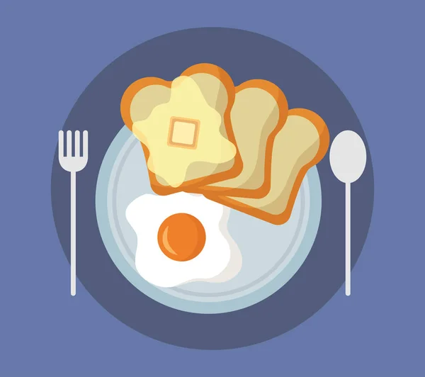 Iconos de cocina de desayuno diseño plano — Vector de stock