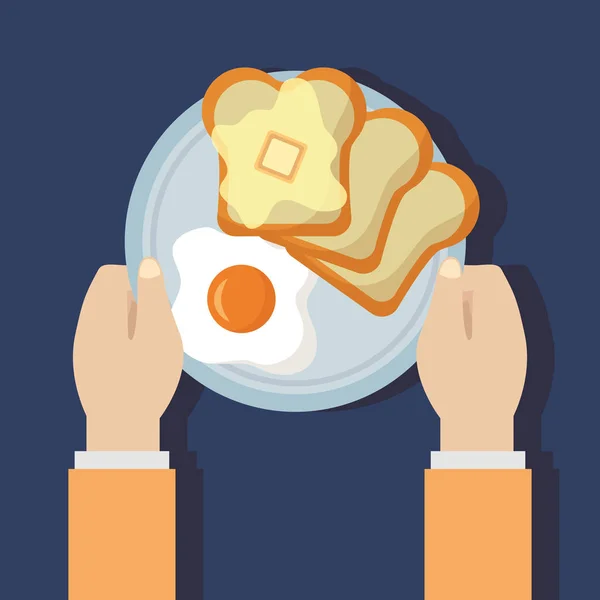 Icônes de cuisine petit déjeuner design plat — Image vectorielle