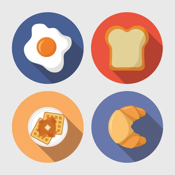 Breakfast cooking icons flat design — Stock Vector