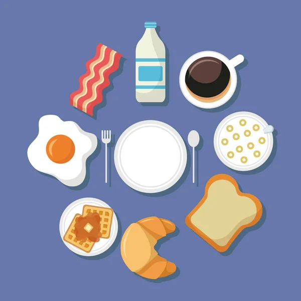 Breakfast cooking icons flat design — Stock Vector