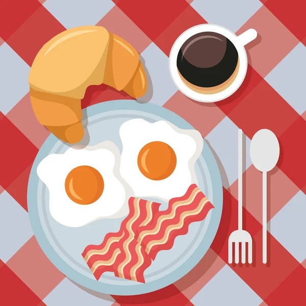 Snídaně ikony vaření plochý design — Stockový vektor