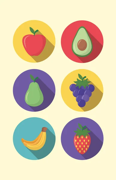水果烹饪图标平面图像设计 — 图库矢量图片