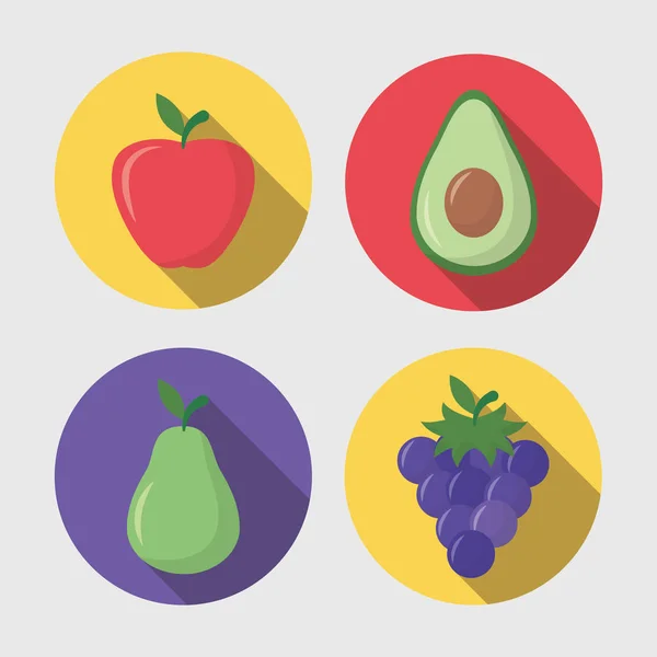 水果烹饪图标平面图像设计 — 图库矢量图片
