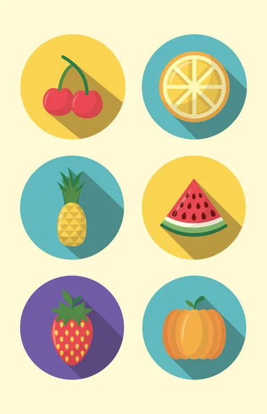 Fruits cooking icons flat image design — Stock Vector