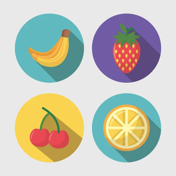 Fruits cooking icons flat image design — Stock Vector