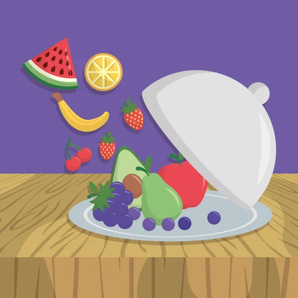 Frutas cocina iconos plano diseño de imagen — Archivo Imágenes Vectoriales