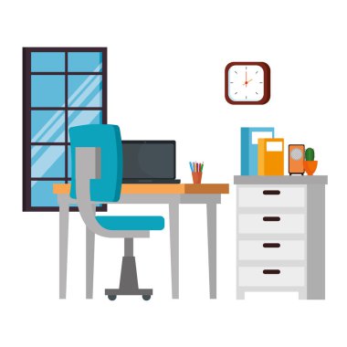 dizüstü bilgisayar ile ofis iş yeri sahne