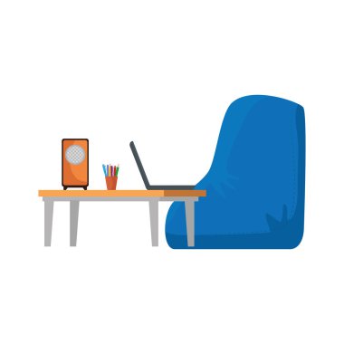 dizüstü bilgisayar ile ofis iş yeri sahne