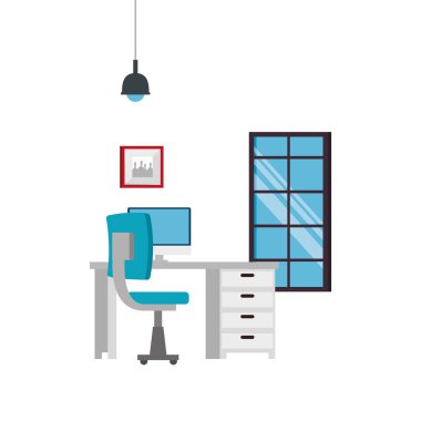 Masaüstü ile ofis iş yeri sahnesi