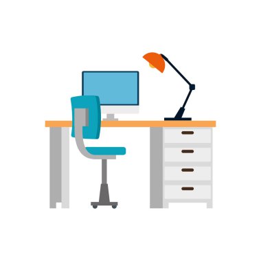 Masaüstü ile ofis iş yeri sahnesi