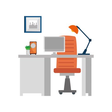 Masaüstü ile ofis iş yeri sahnesi