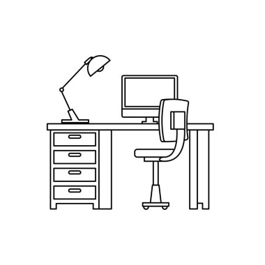 Masaüstü ile ofis iş yeri sahnesi