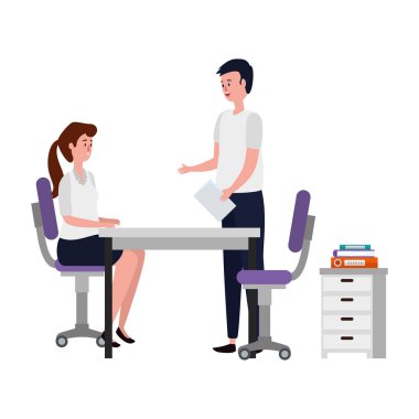 ofis işyeri sahne simgeleri çift