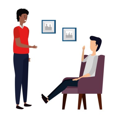 oturma odası yer sahnesinde erkekler