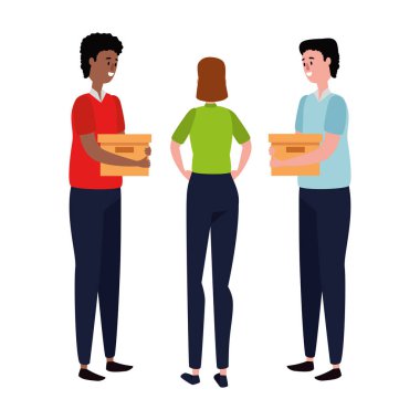 zarif iş adamları işçi kutuları kaldırma