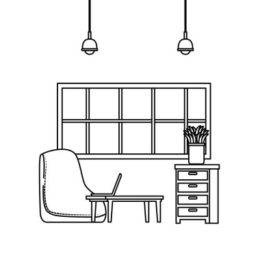 dizüstü bilgisayar ile ofis iş yeri sahne