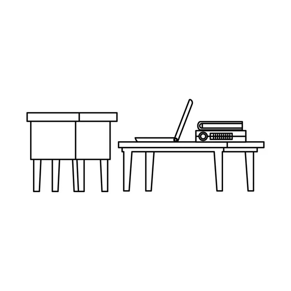 Офісна сцена робочого місця з ноутбуком — стоковий вектор