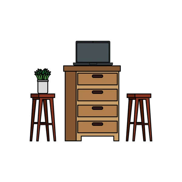 Casa lugar con escena de cajón — Vector de stock