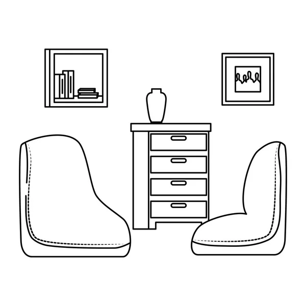 Otthon nappali hely jelenet — Stock Vector