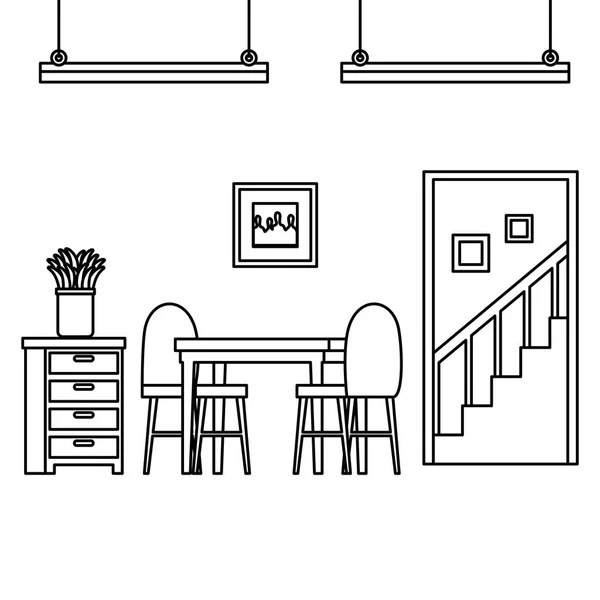 Maison place salle à manger scène — Image vectorielle