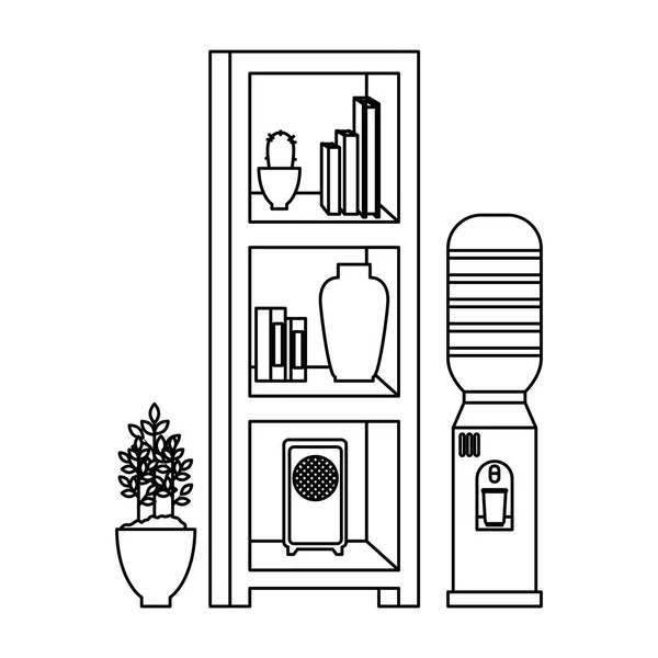 House place with shelving scene — Stock Vector