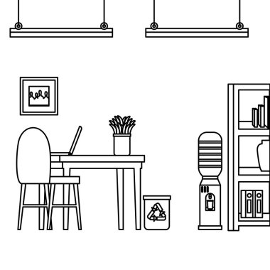 dizüstü bilgisayar ile ofis iş yeri sahne