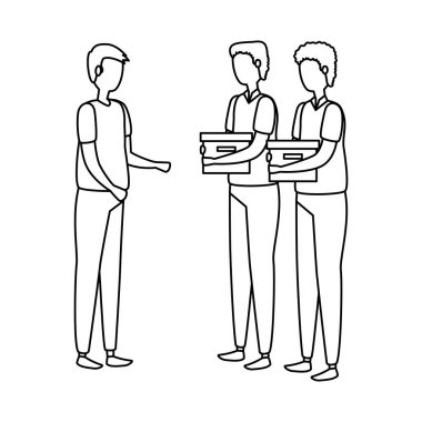 zarif işadamları işçilerin kutuları kaldırma