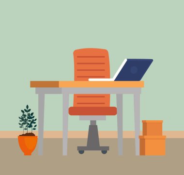 dizüstü bilgisayar ile ofis iş yeri sahne