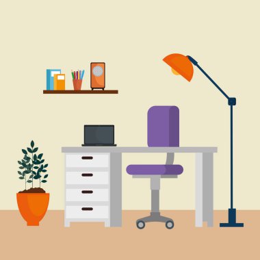 dizüstü bilgisayar ile ofis iş yeri sahne