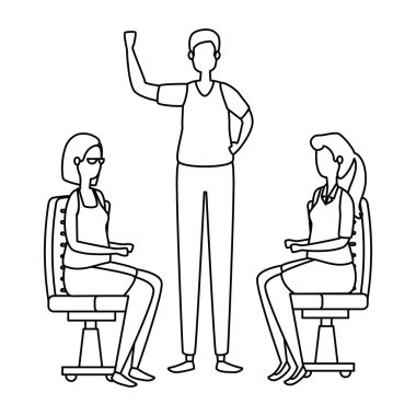 ofis sandalyelerinde oturan zarif iş adamları işçiler