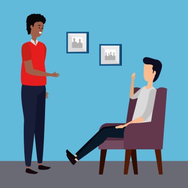 oturma odası yer sahnesinde erkekler