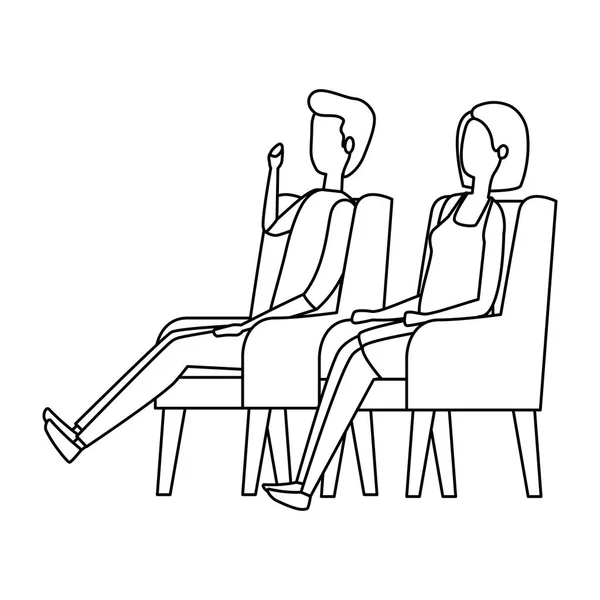 优雅的商务夫妇工人在坐在一起 — 图库矢量图片