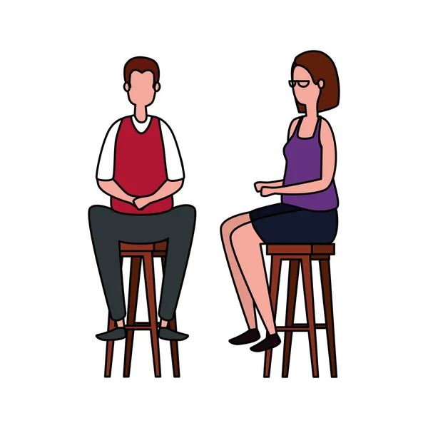 Κομψό επαγγελματικό ζευγάρι που κάθεται σε — Διανυσματικό Αρχείο