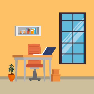 dizüstü bilgisayar ile ofis iş yeri sahne