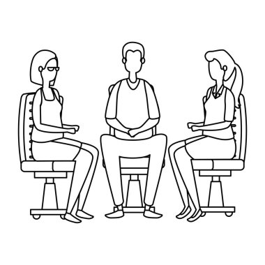 ofis sandalyelerinde oturan zarif iş adamları işçiler