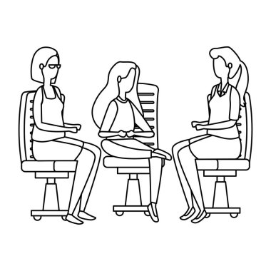 ofis sandalyelerinde oturan zarif iş kadınları işçiler