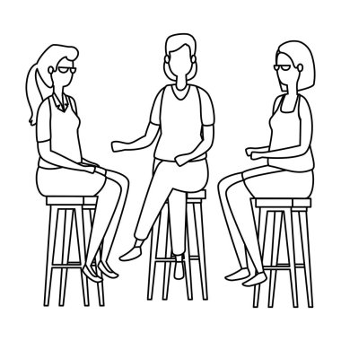 zarif iş kadınları banklarda oturmuş