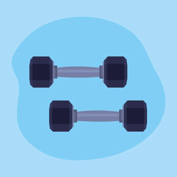 Dumbbells balance over blue background — Stock Vector