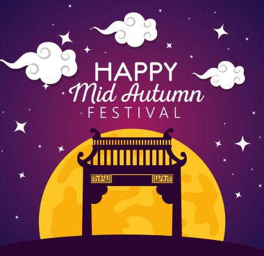 ay ve bulutlar dekorasyon ile çin mimarisi