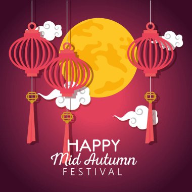 bulutlar ve ay ile dekorasyon asılı fenerler