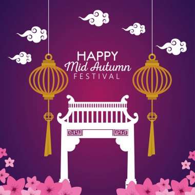 bulutlar ve çiçek dekorasyon ile çin mimarisi