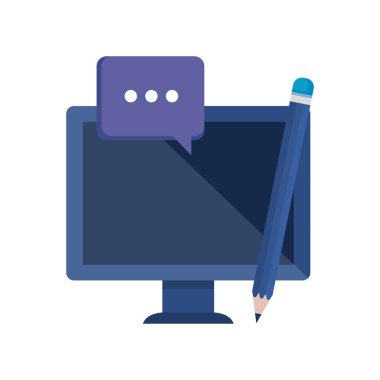 konuşma balonu ile masaüstü bilgisayar